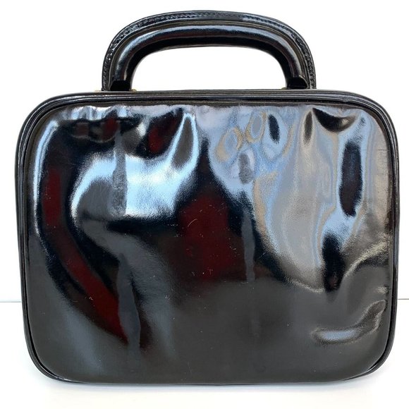 Chanel long strappurse Box Vanity Cosmetic Bag Patent Leather Black Authentic - Picture 4 of 14